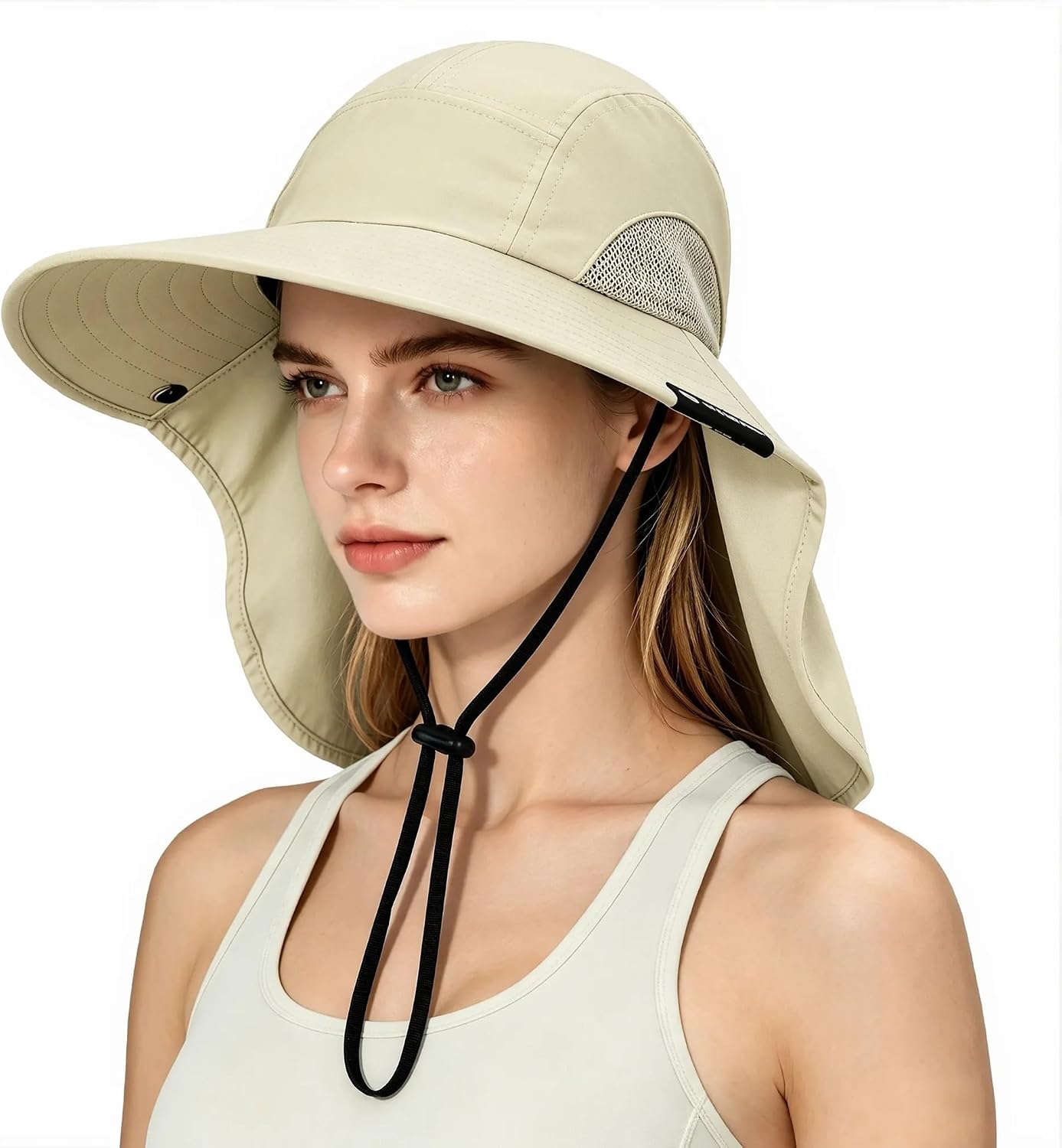 Solaris Small‑Head‑Fit Sun Hat with Neck Flap for Men & Women | UPF 50 Sun Protection Lightweight Sun Cap, Wide Brim Hat for Fishing Hiking Camping Beach Gardening Travel Cycling