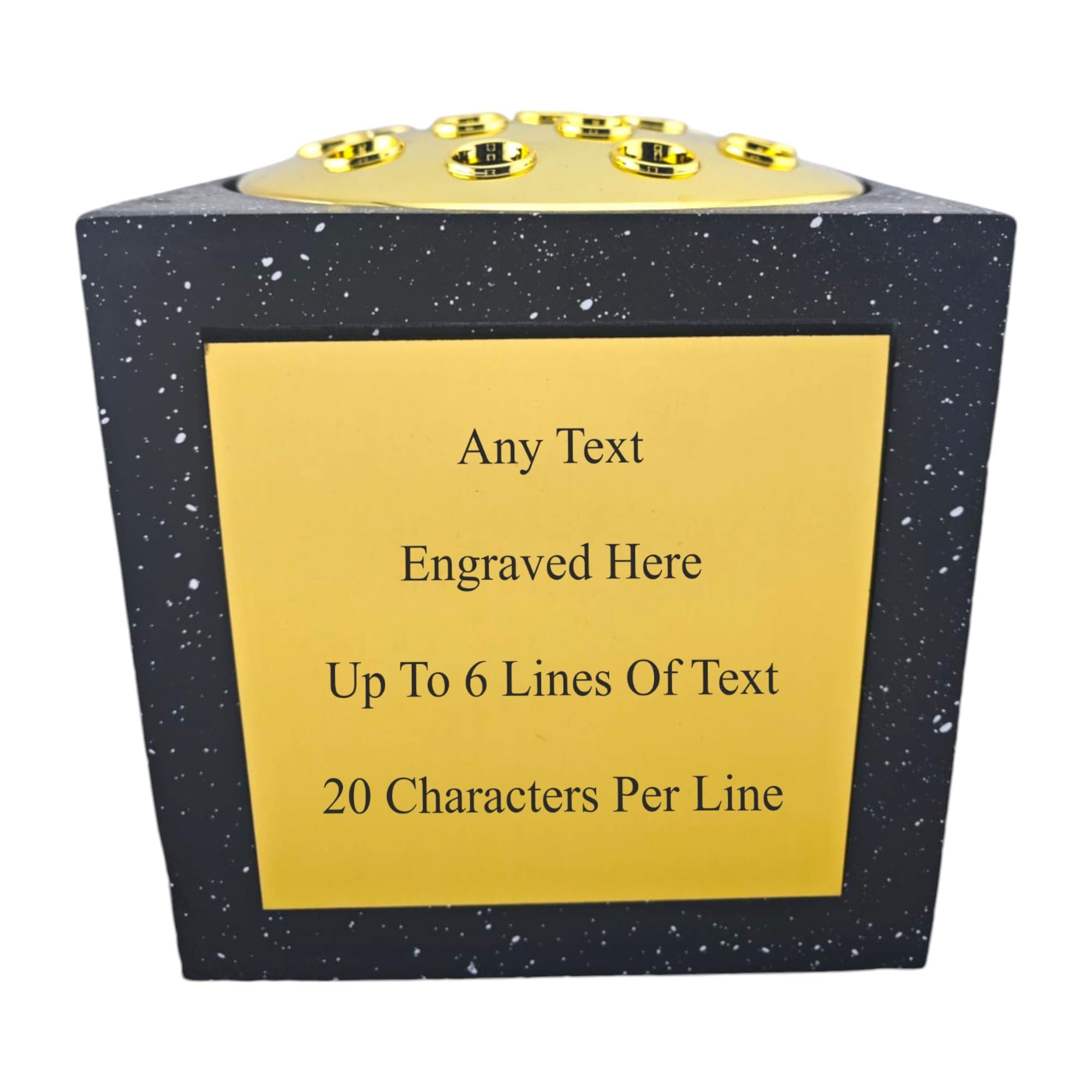 Personalised White or Black Engraved Memorial Rose Bowl Grave Marker Flower Pot Vase With Gold Or Silver Lid & Plate (Black)