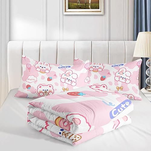 Vista 46 de CVHOUSE Juego de edredón de caballo rosa, tamaño individual, juego de ropa de cama de caballo rosa, juego de edredón suave y transpirable para niños