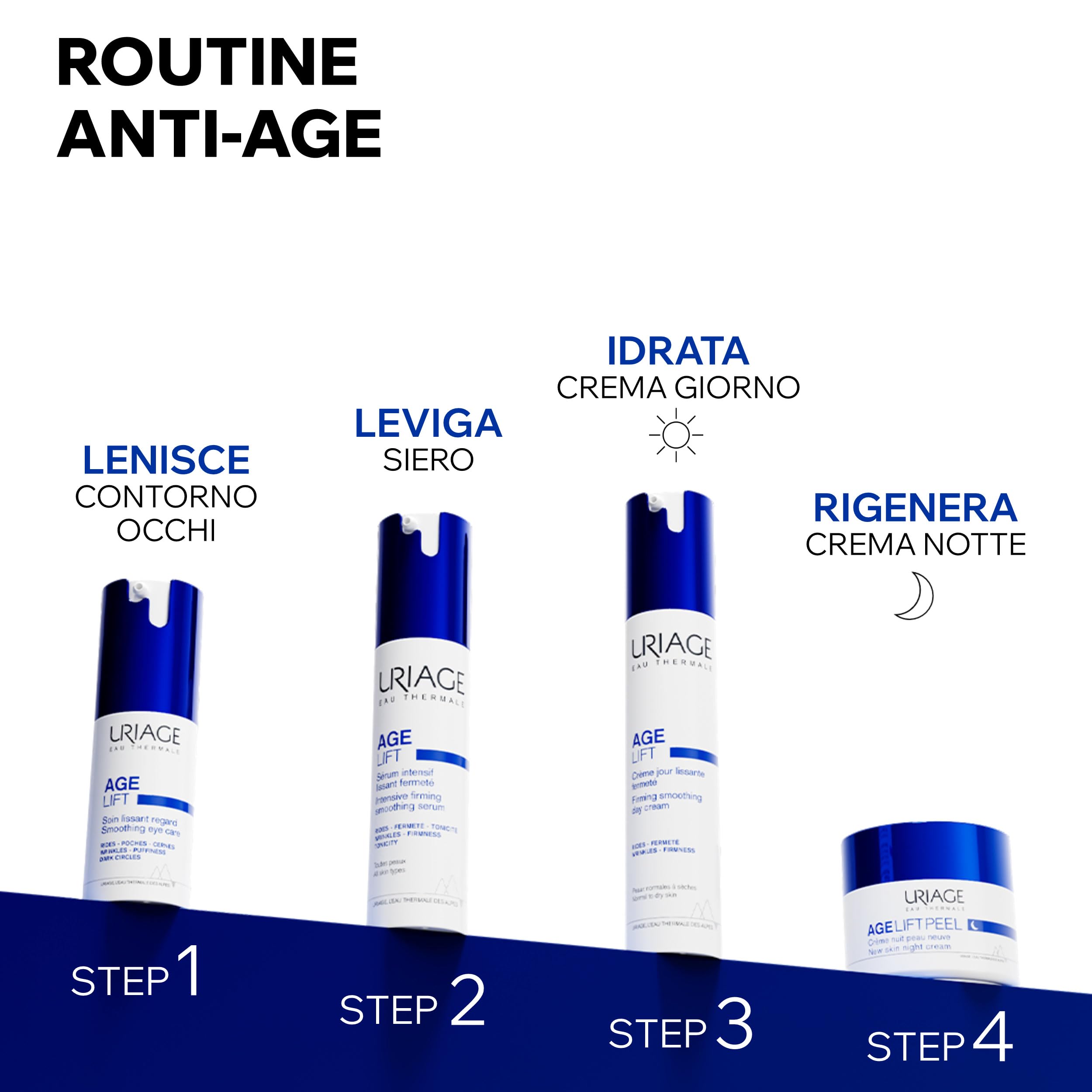 Uriage Age Lift Peel crema notte trattamento viso anti-età con 3,6% AHA e acido ialuronico - Leviga, rimpolpa e rassoda la pelle - Texture ricca e cremosa - Adatto a pelle sensibile - 50ml