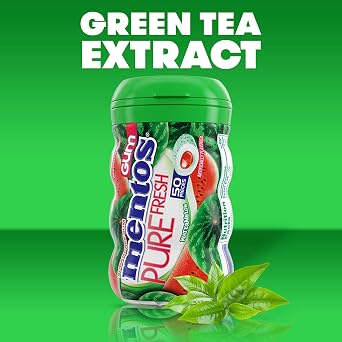 Mentos Pure Fresh SugarFree Chewing Gum with Xylitol , Candy Bulk, Watermelon, 50pc Bottle (Pack of 4)