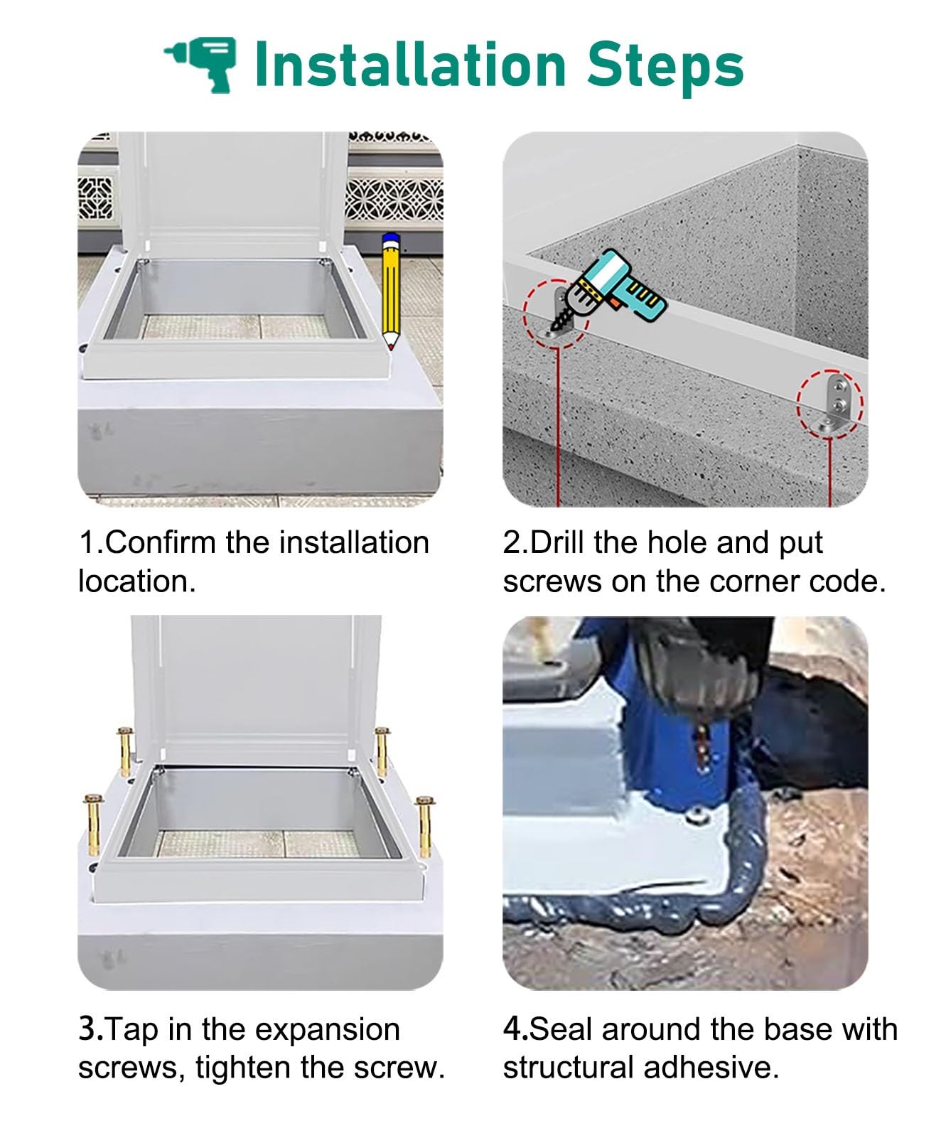 Claraboya Techo Escotilla Rectangular Metálica de Acceso a La Cubierta (blanca) Cubierta Impermeable para Claraboya de Techo Puerta de Acceso Al Desván de Uso Rudo(60x60cm(23.6x23.6in))