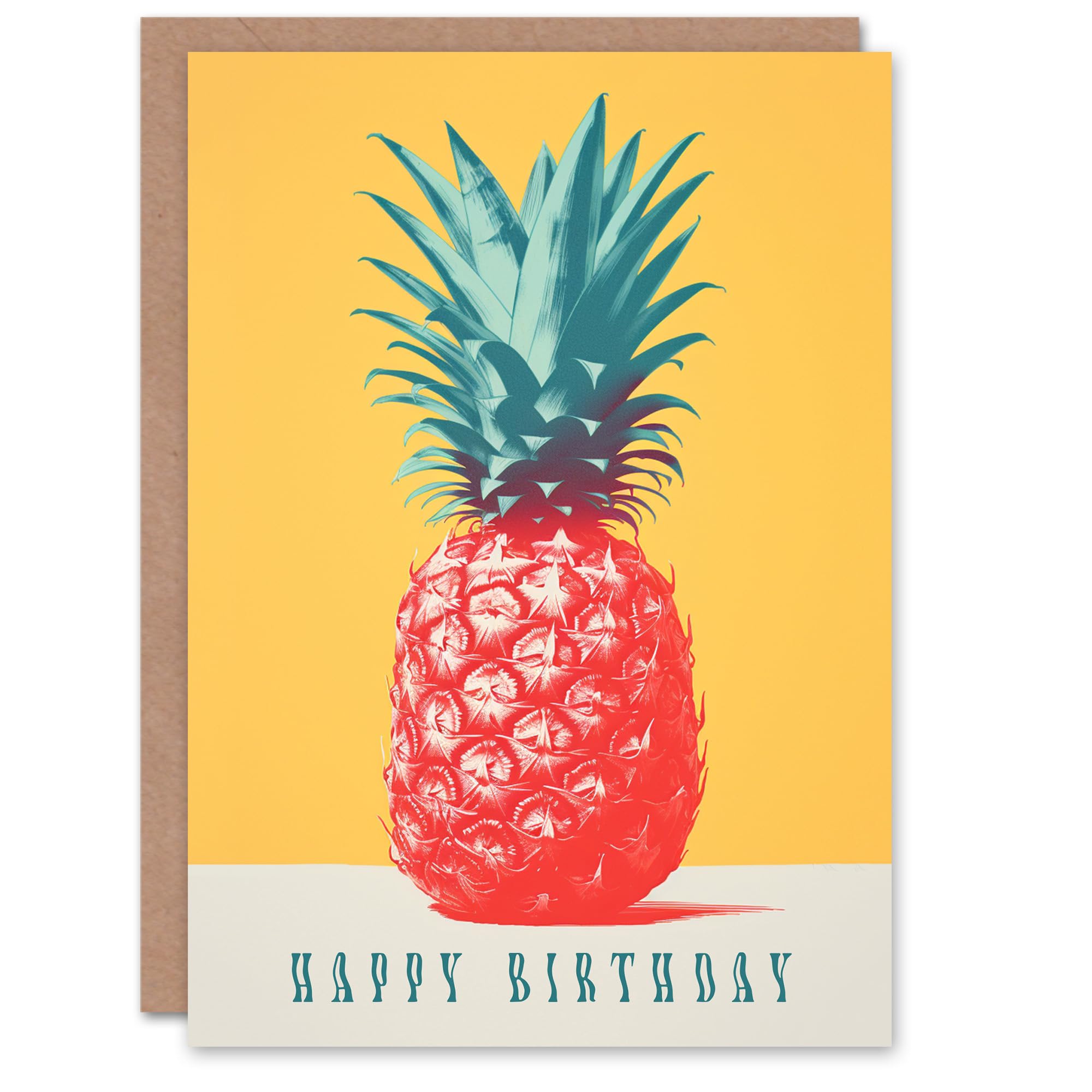 Artery8 Birthday Greeting Card Funky Tropical Pineapple Fruit For Him Her