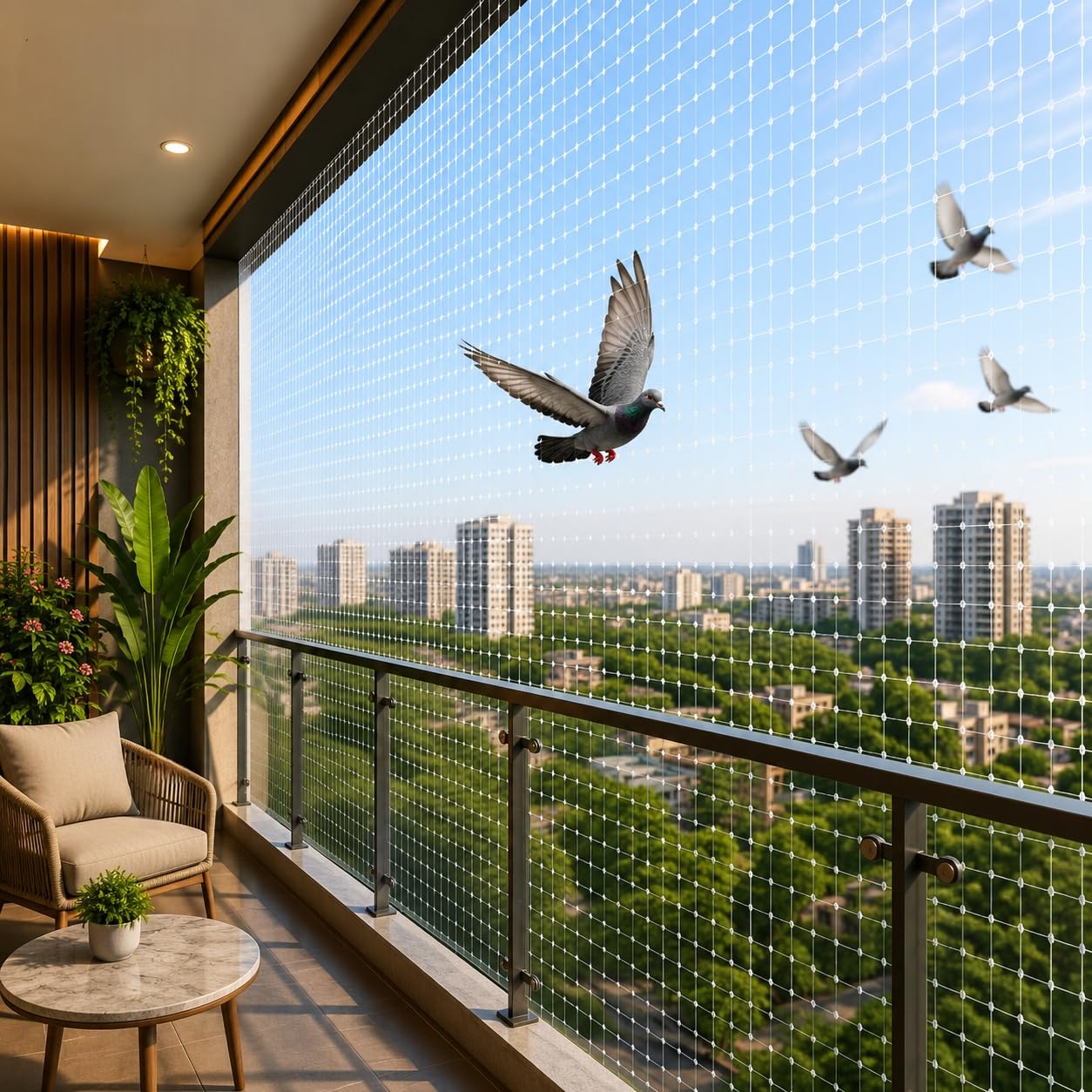4x4 FT Anti Bird Net for Balcony | White Nylon Net 25mm Mesh | 12 Ply Strong | 3mm Rope Overlocked Edges | UV Stabilized | Weatherproof Bird Protection Net-image-22