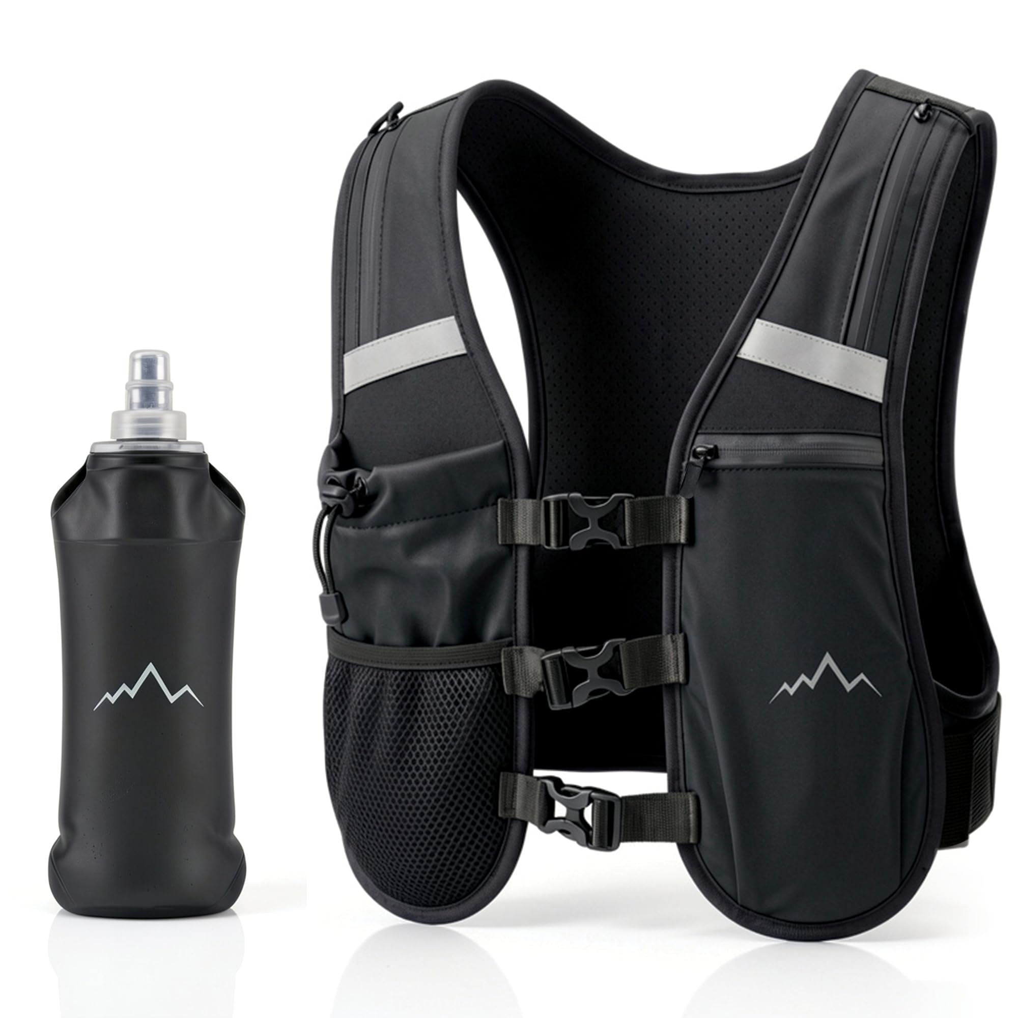 Adjustable Running Vest with phone Holder, Reflective Unisex Running Backpack, Lightweight Hydration Vest with Storage Pockets - Ideal for Running, Jogging, Cycling & Hiking