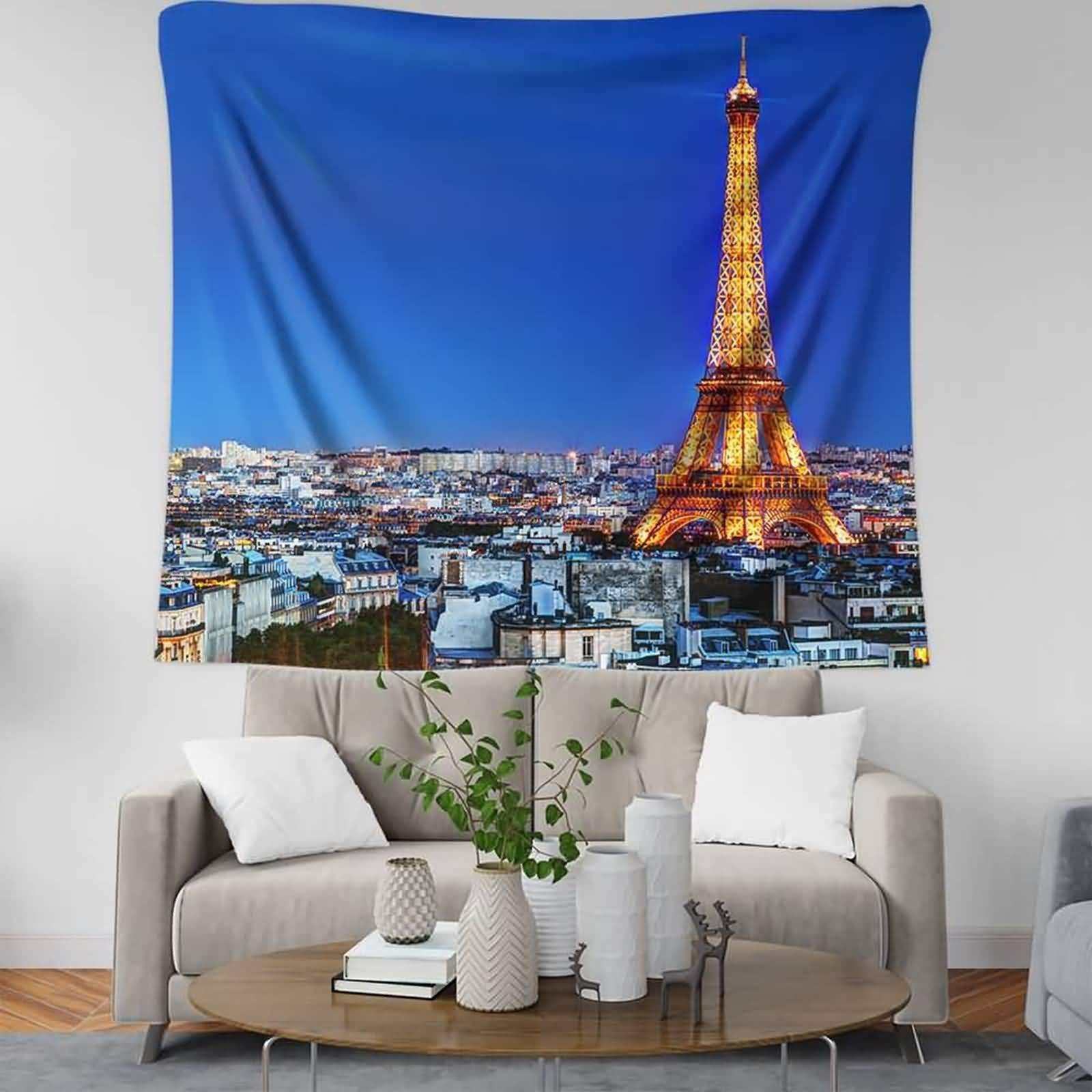 Tapisserie murale Eiffel multicolore cree une ambiance salon moderne et deco chambre cosy