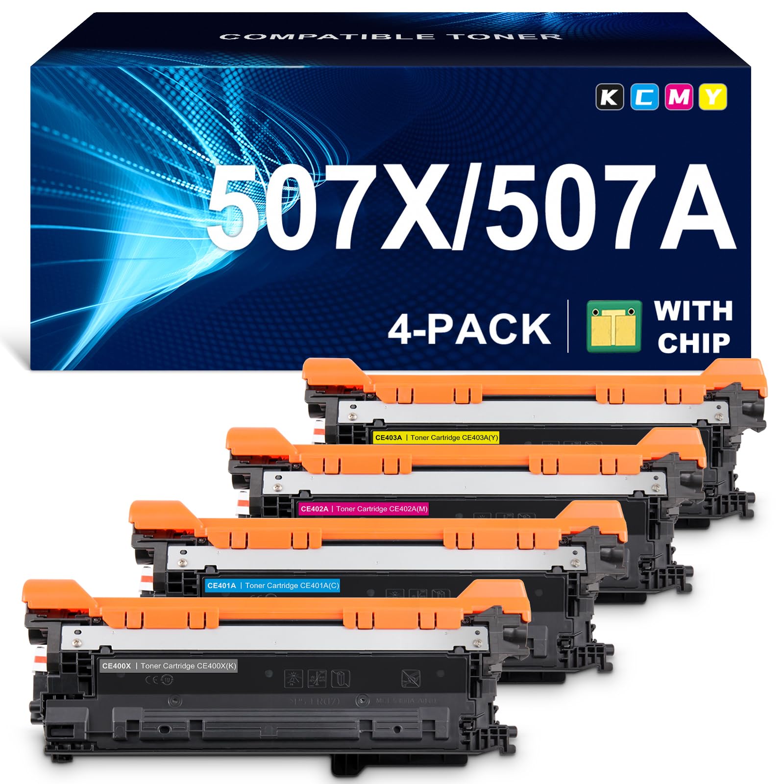 507X Toner Replacement for HP 507A 507X Toner Cartridge 4-Pack Color Set