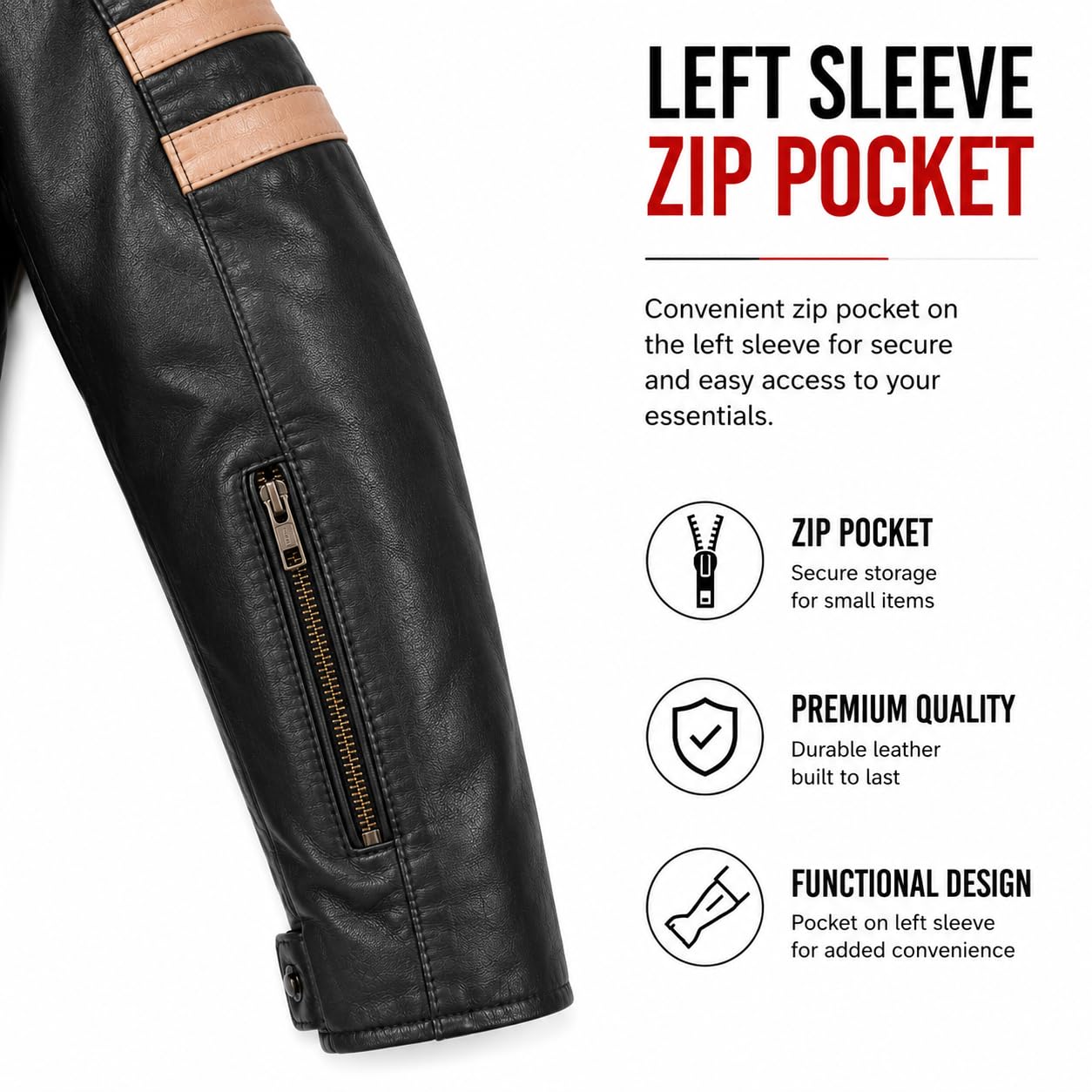 STORM Giacca da Moto in Pelle Uomo Vintage Biker con Fodera Termica Staccabile - Giubbotto Moto Protettivo con Zip di Espansione e Tasca sulla Manica