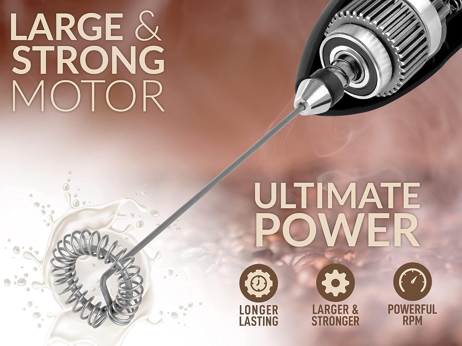 Zulay New Titanium Motor Milk Frother (Without Stand) - Handheld Frother Whisk, Milk Foamer Frother, Mini Blender and Electric Mixer for Coffee, Frappe, Latte, Matcha, Budget No Stand - Black: Home & Kitchen