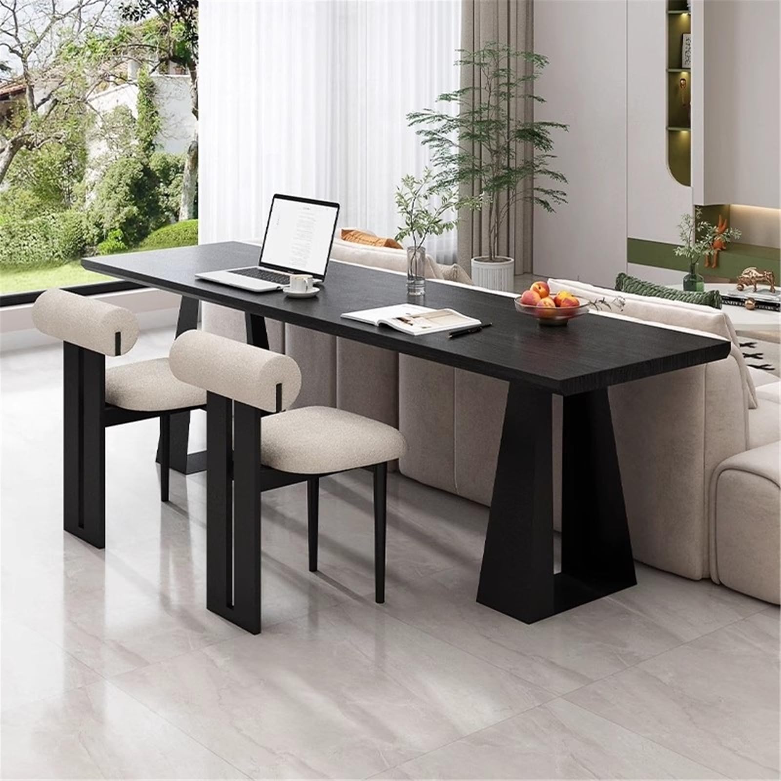 Scrivania Scrivania da Lavoro in Stile Semplice e Moderno, Tavolo Lungo con Struttura in Metallo Dietro Il Divano for Ufficio Domestico Soggiorno Workstation(L)