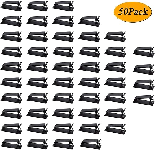 Miniatura 5 de Paquete de 50 clips autoadhesivos para organizar cables, organizadores de cables, soportes de cable para TV, PC, portátil, cable Ethernet,