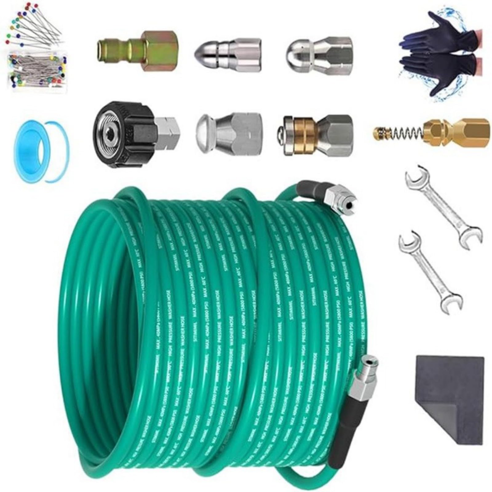 Tuyau nettoyage canalisations 15m flexible pour espaces étroits et restreints