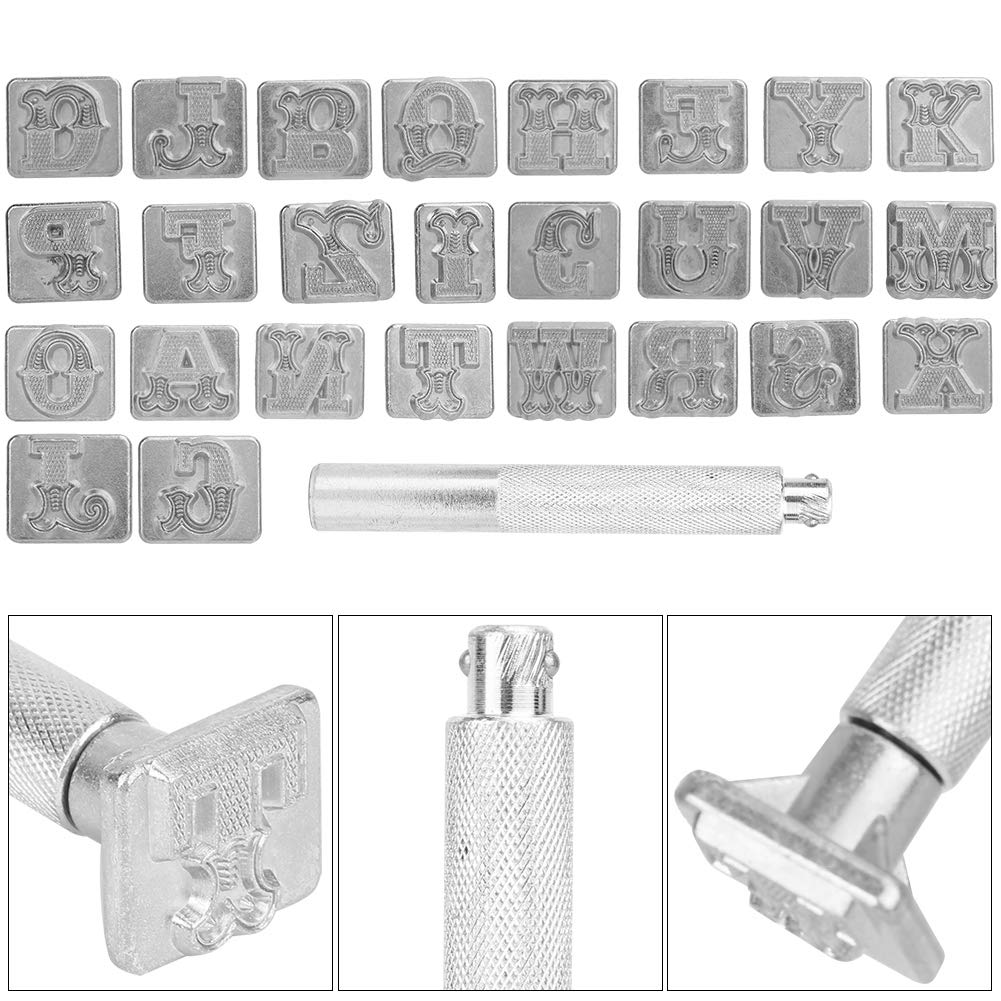Kit De Alfabeto De Sellos De Cuero, Sellos De Cuero Para Trabajar El Cuero Sellos De Cuero Herramientas Sellos De Letras De Cuero Juego De Punzones De Letras Para Metal 3/4 Pulgadas 19 Mm Juego De Sel