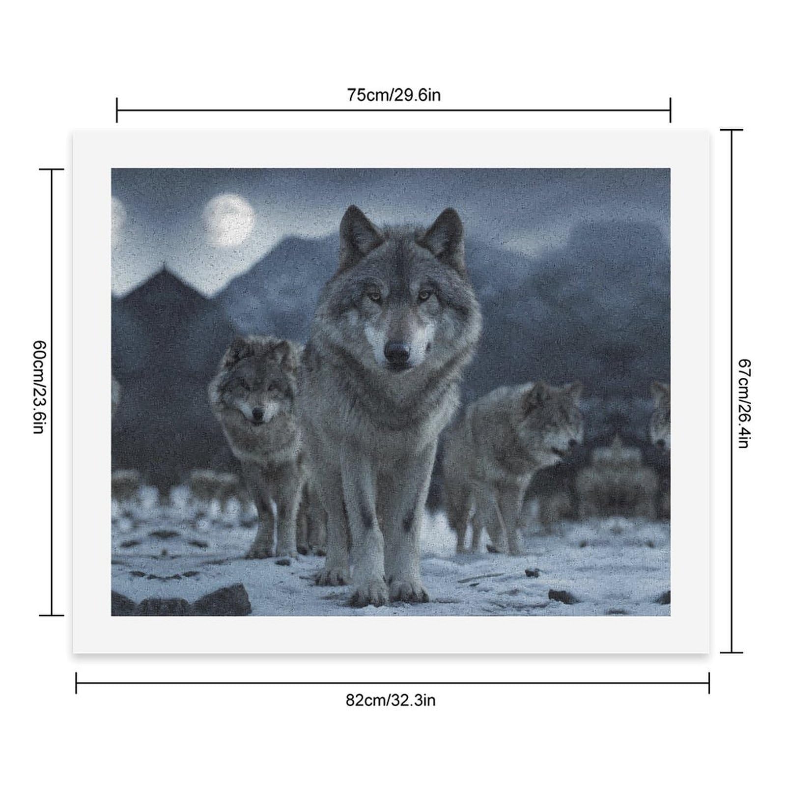 Malen nach Zahlen, Motiv: Wolf in der Nacht, Mond, für Erwachsene, Anfänger, bunt, DIY, einfaches Malen für Zuhause, Wanddekoration