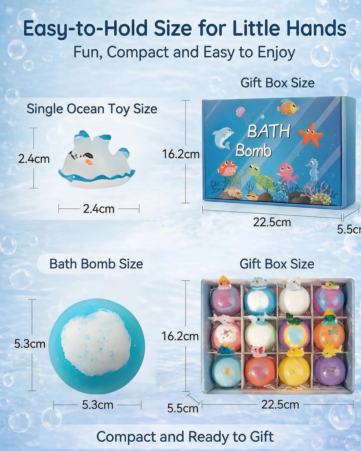 Natural Bath Bombs for Kids with Toys Inside,12 Pack Hidden Ocean Animals Surprise Fizzies Egg,Sea Salt Color Changing Bubble Spa Balls,Easter Basket Stuffer Gift Set for Girls Boys (12PCS)