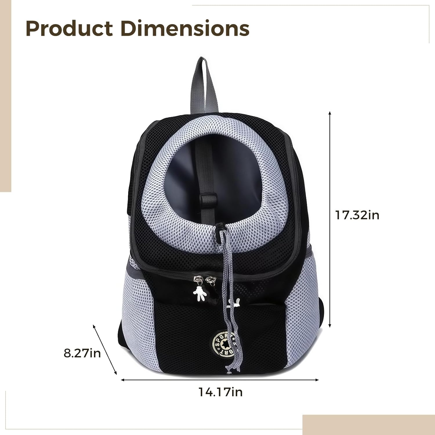 Small Dog Backpack Carrier, Oxford Fabric with Adjustable Shoulder Straps, Mesh for Ventilation, Reflective Straps, Safe Zipper Design for Pets 3-7 Kg