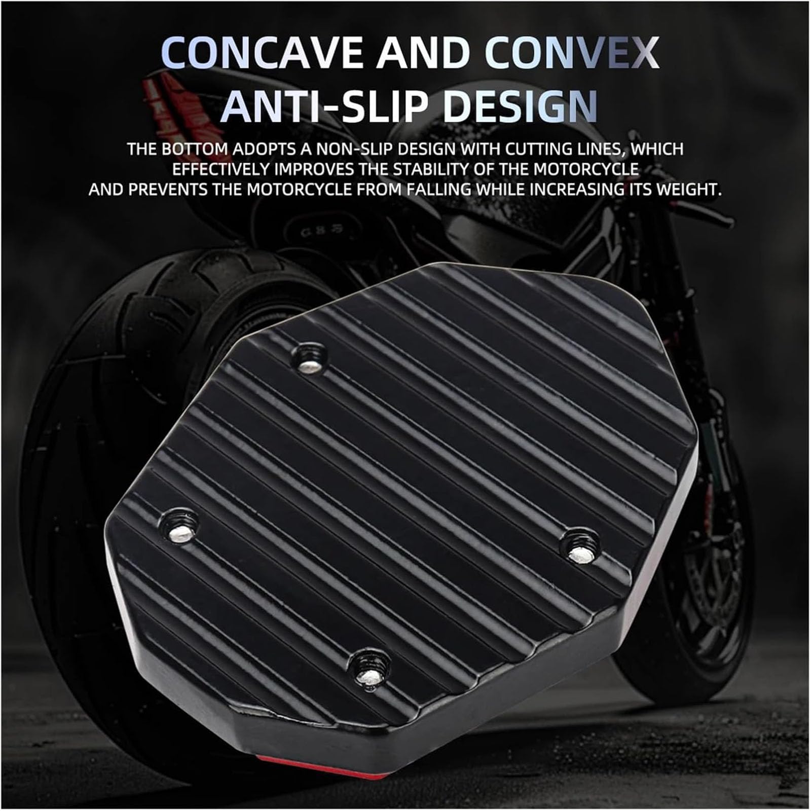 Motorrad Seitenständer Platte für Harley Davidson Road Glide CVO, Aluminium Seitenständer Verlängerung Anti-Rutsch Motorrad Ständer Unterlage,Black