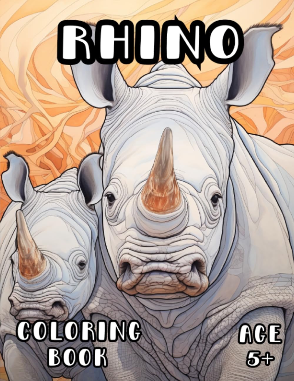 Rhino Coloring Book: Safari Scene Rhinoceros Coloring Book for Kids and Adults 5+