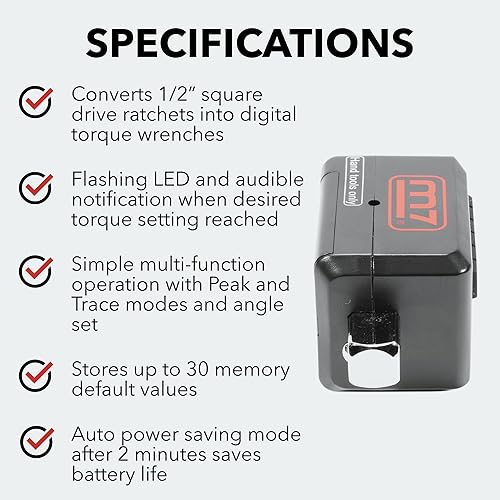 Miniatura 4 de M7 GTW-940 Adaptador de llave dinamométrica digital de 12 pulgada, convierte llaves de trinquete de 12 pulgada en herramientas de precisión,