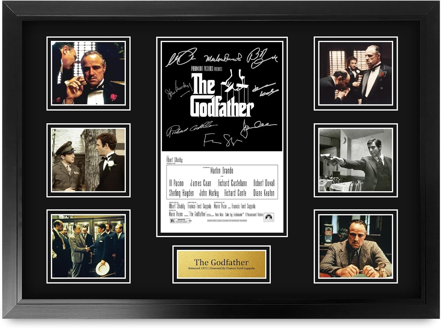 HWC Trading The Godfather Part 1 Al Pacino, Marlon Brando Gifts Printed Signed Autograph Picture for Movie Memorabilia Fans - A2 Framed