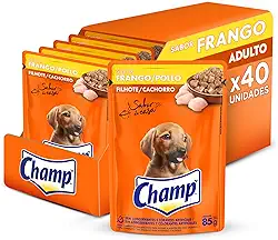 Pack Ração Úmida Champ Sachê Cães Filhotes Sabor Caseiro Frango 85g - 40 unidades