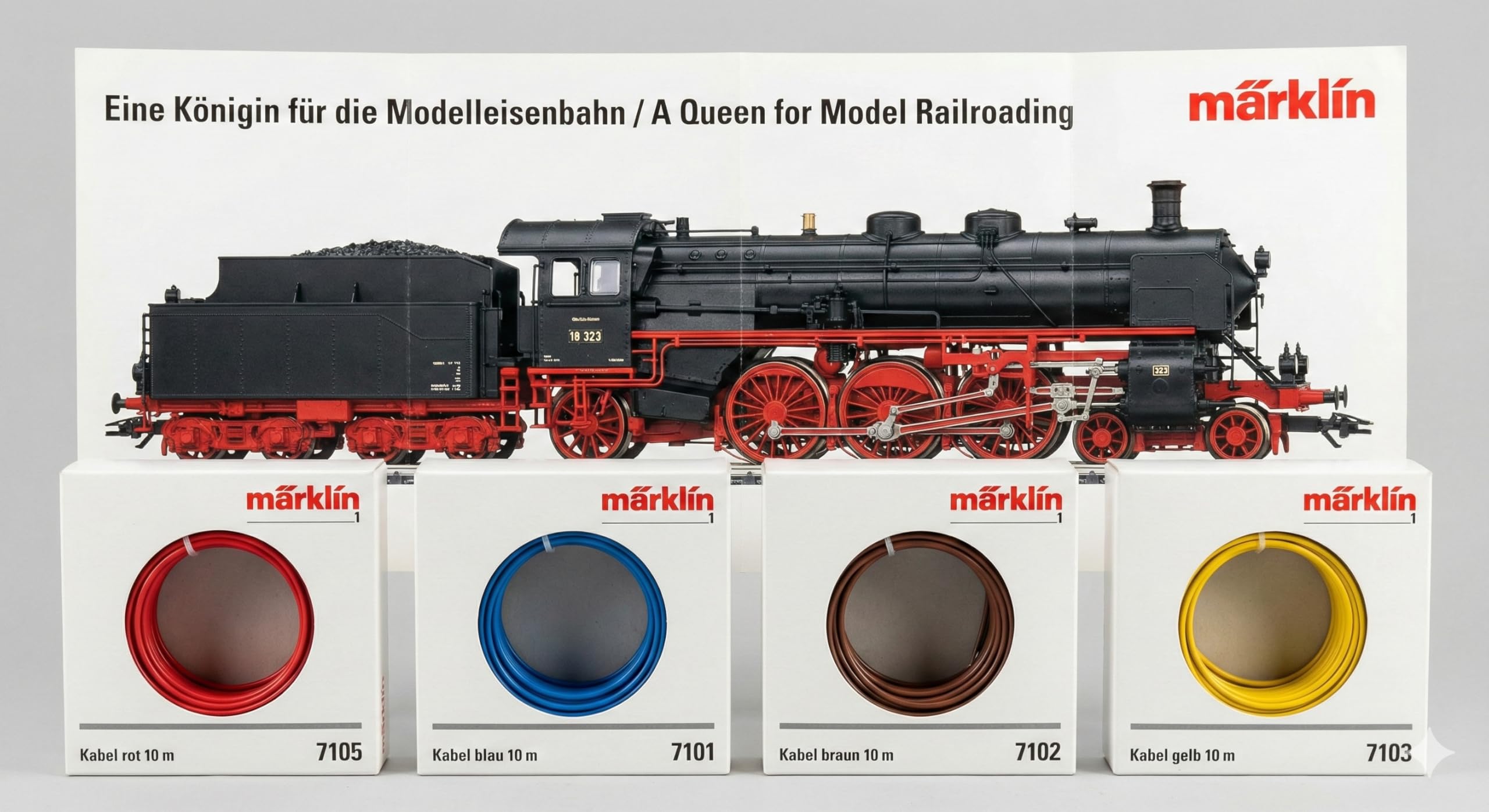 Märklin Confezione 4 Cavi in Rame + Busta Sorpresa (Ü-Bag) | 4x10m Cavo Elettrico Rosso Blu Giallo Marrone | Accessori Plastico Ferroviario Scala H0 | Cablaggio Digitale e Analogico