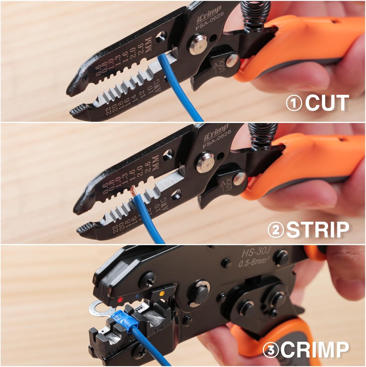 Wire Cutting, Stripping, and Crimping Steps