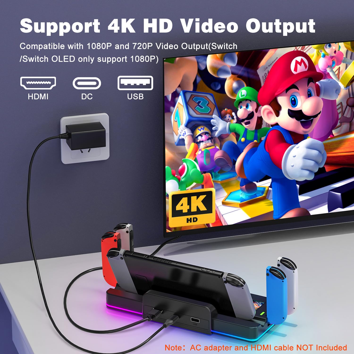 2 Dock Hdmi Port Link Switch To Tv Joy Con Console Nintendo Switch