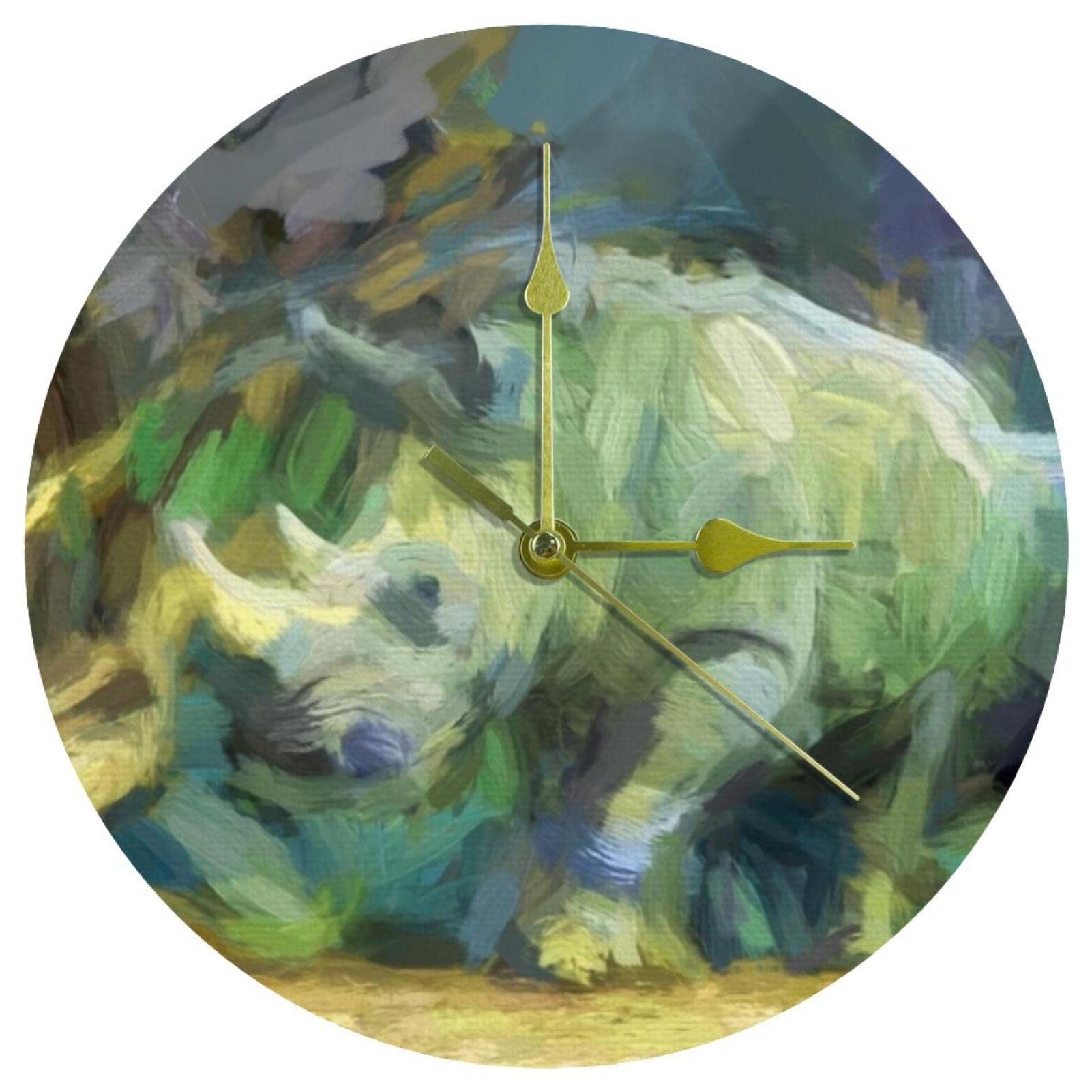 Horloge murale rhinocéros 24,8cm en acrylique silencieuse pour décoration de bureau