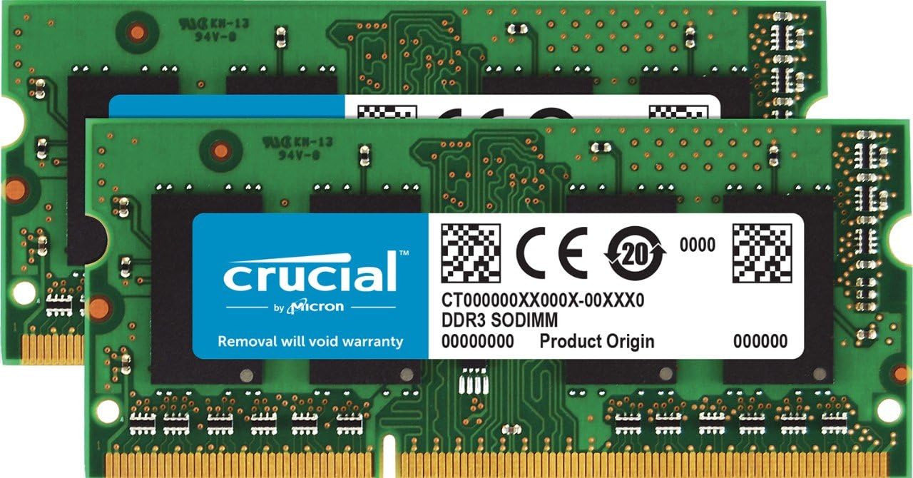 Crucial 8GB Kit (4GBx2) DDR3 1600 MT/s (PC3-12800) CL11 SODIMM 204pin 1.35V/1.5V RAM for Mac, CT2K4G3S160BM