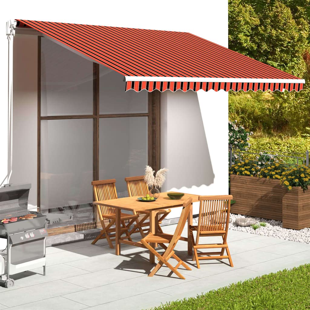 Leasha Toile de Rechange Store Banne avec Lambrequin, Toile Tissu de Remplacement pour Auvent 380x345 cm Orange et Marron