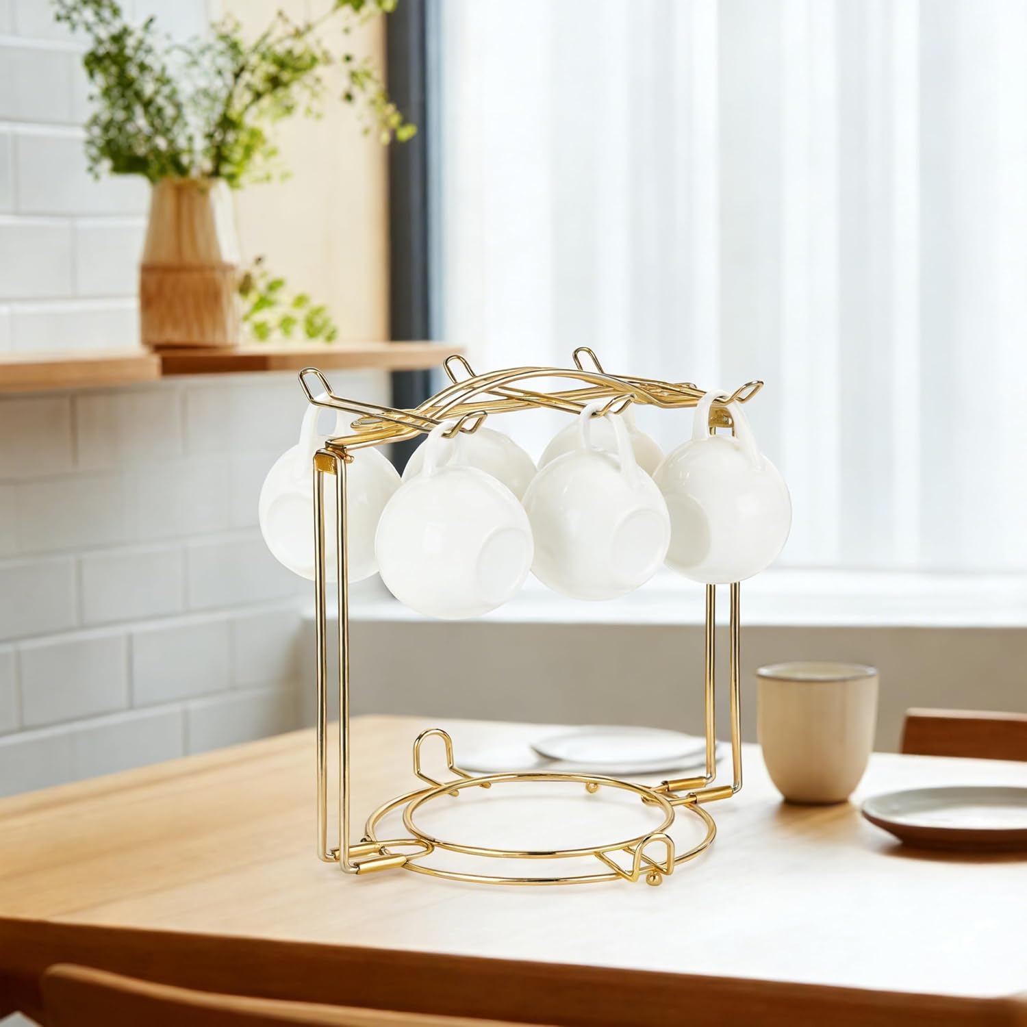 Gold Metal Tea Cup and Saucer Display Stand