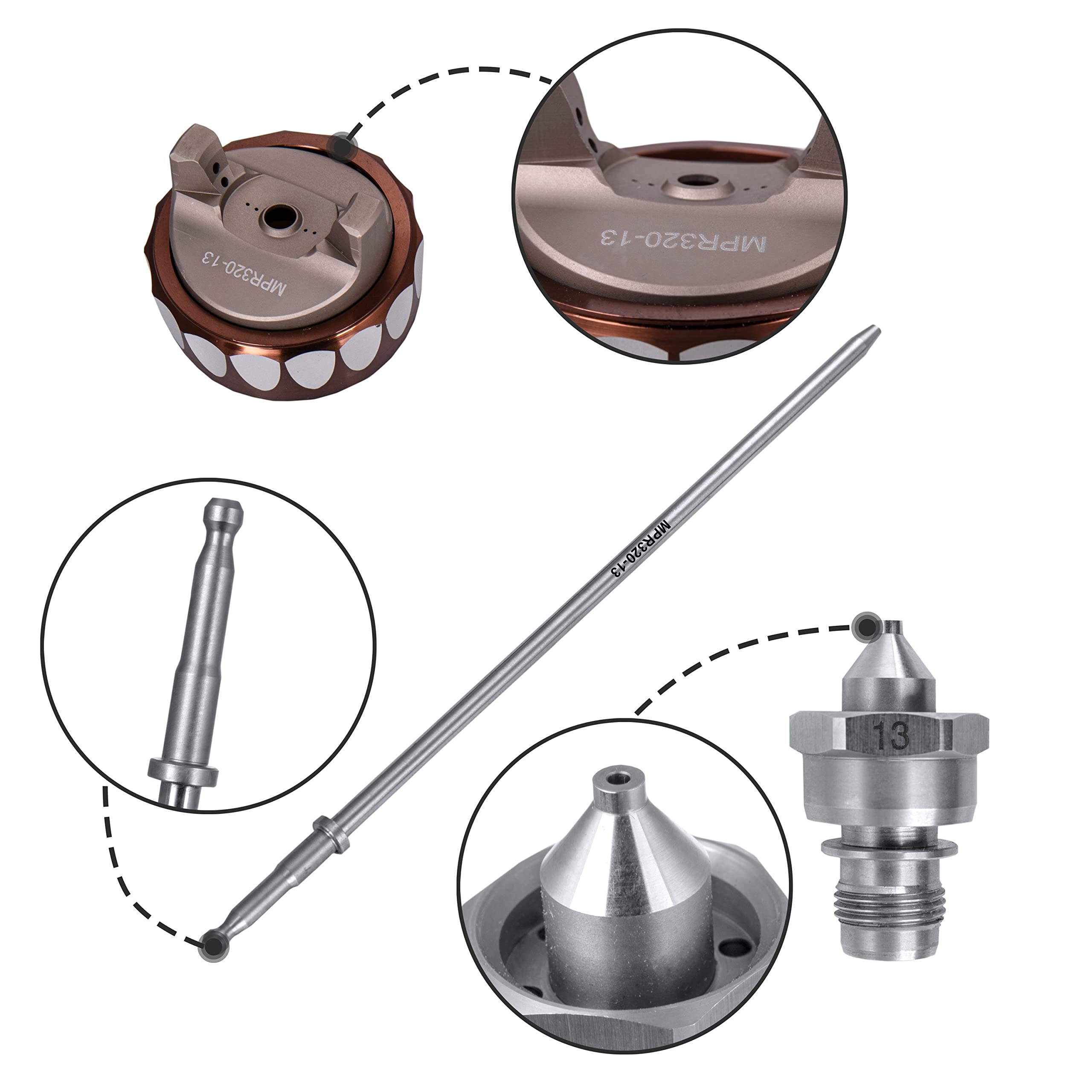 BenBow Ersatzdüse Reparaturset für Lackierpistole 1,3mm PK80 - erstklassige - Premium - Kompressor Spritzpistole Sprühpistole mit Becher für Auto-Lack - klarlack - decklack - Beste Lackerergebnis