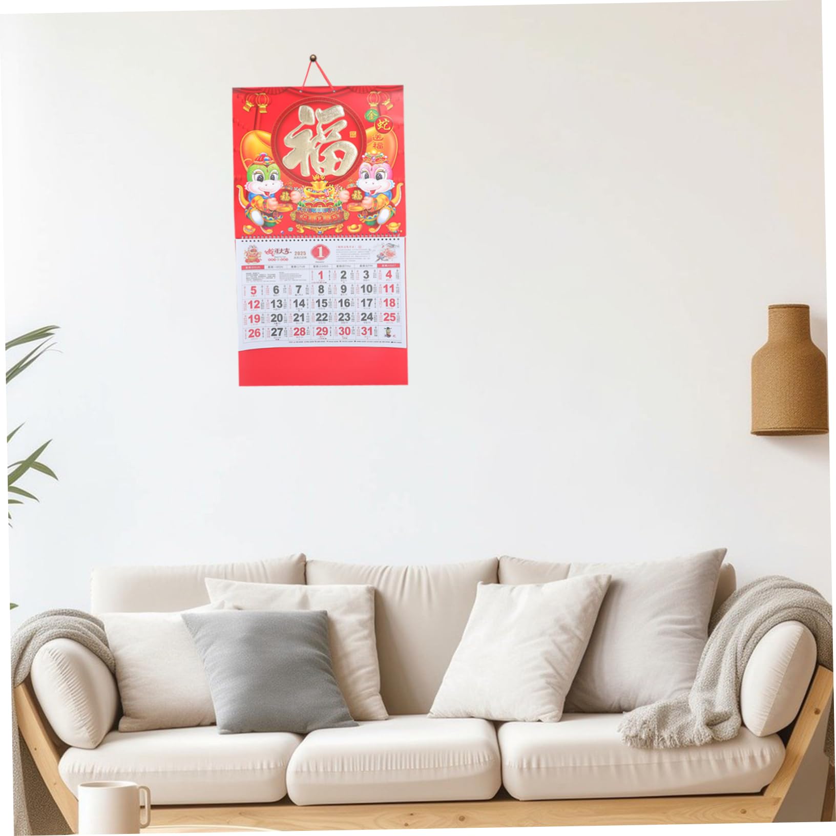 DOITOOL 5 Piezas Calendario de Pared Año Serpiente Chino Planificador Mensual Grueso Decoración Colgante Clásica para y Oficina