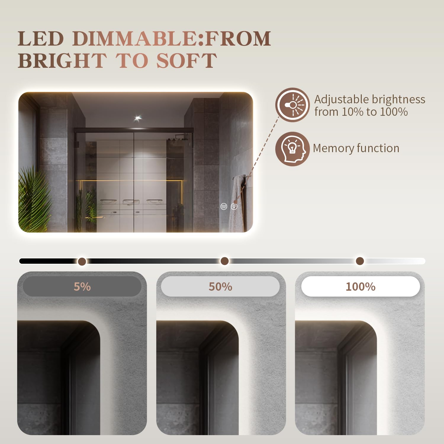 EOGOW Specchio retroilluminato per bagno, 91,4 x 61 cm, specchio da bagno retroilluminato a LED da parete con anti-appannamento, dimmerabile continuo, 3 luci colorate, alto lumen, certificato UL