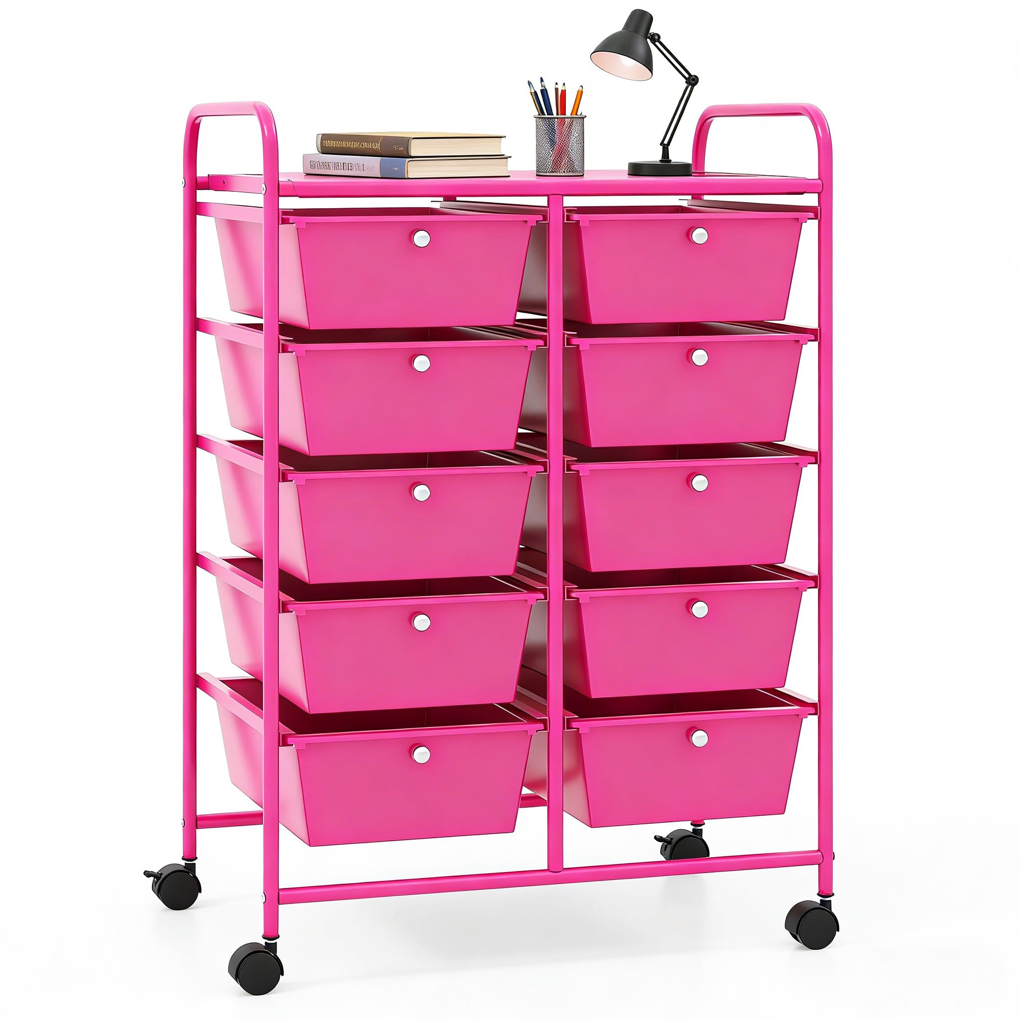 COSTWAY 10 Drawer Rolling Storage Cart, Utility Cart with Lockable Wheels