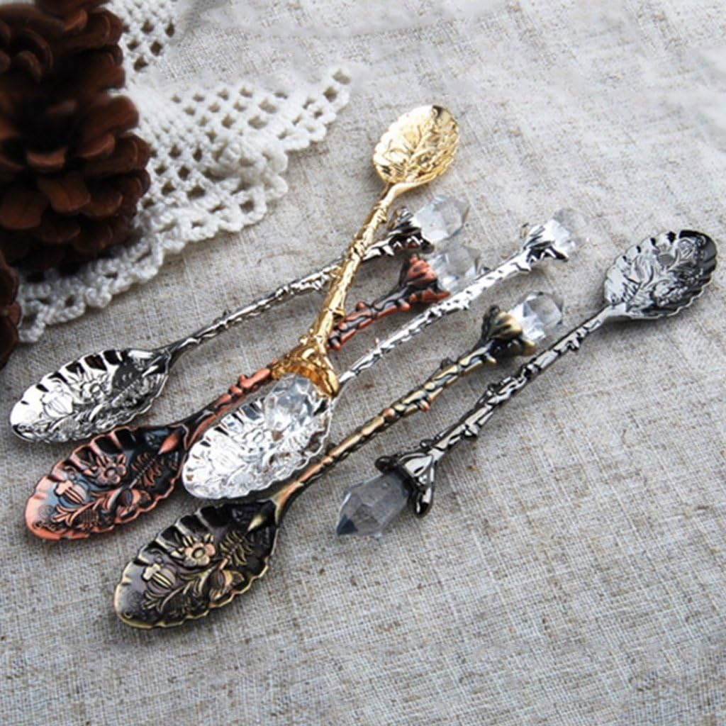 Hot Royal Luxury Vintage for Carved Coffee Tea Ice Cream Scoop Spoon Carved Spoons Curved for Elderly Set for Special Needs Toddler Feeding for Adults Ice Cream Tea