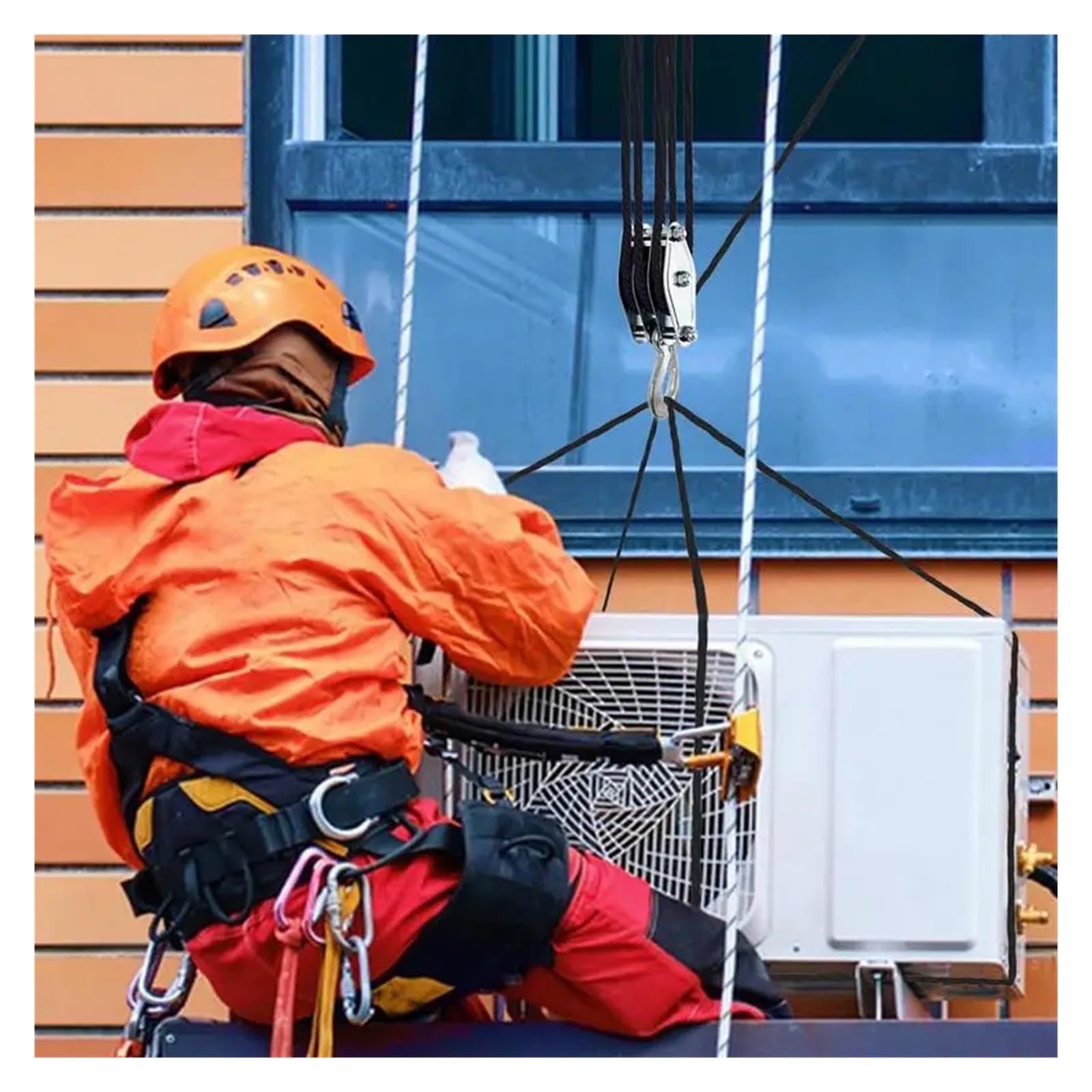 Polea de trinquete de 2200 libras, sistema de elevación resistente de 50 pies para construcción, almacenes y uso industrial, capacidad de carga duradera y fiable