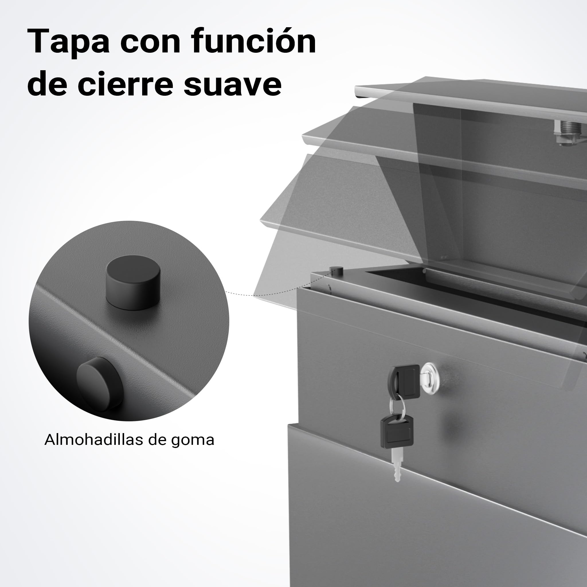Wiltec Buzón de pie Antracita con Compartimento para periódico 395 x 142 x 1150 mm de Acero, buzón de Correo Apartado de Correos con Espacio para el Diario y 2 Llaves