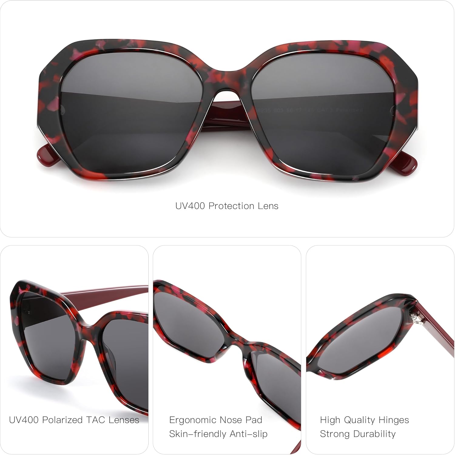 ZENOTTIC Trendy Polarized Sunglasses for Women: Designer Hexagon Shades for Ladies - Retro Sun Glasses with UV400 Protection - Image 3