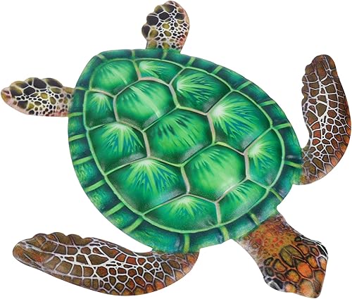 Miniatura 1 de BIUDECO 1 pieza de tortuga colgante de pared de tortuga de metal decoración de pared de tortuga tropical decoración de balcón decoración de pared de