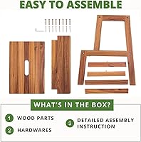 Vista 6 de Taburete de madera de 2 escalones, taburetes de madera para adultos y niños, 250 libras, taburete de cocina para niños, taburete de baño, taburetes