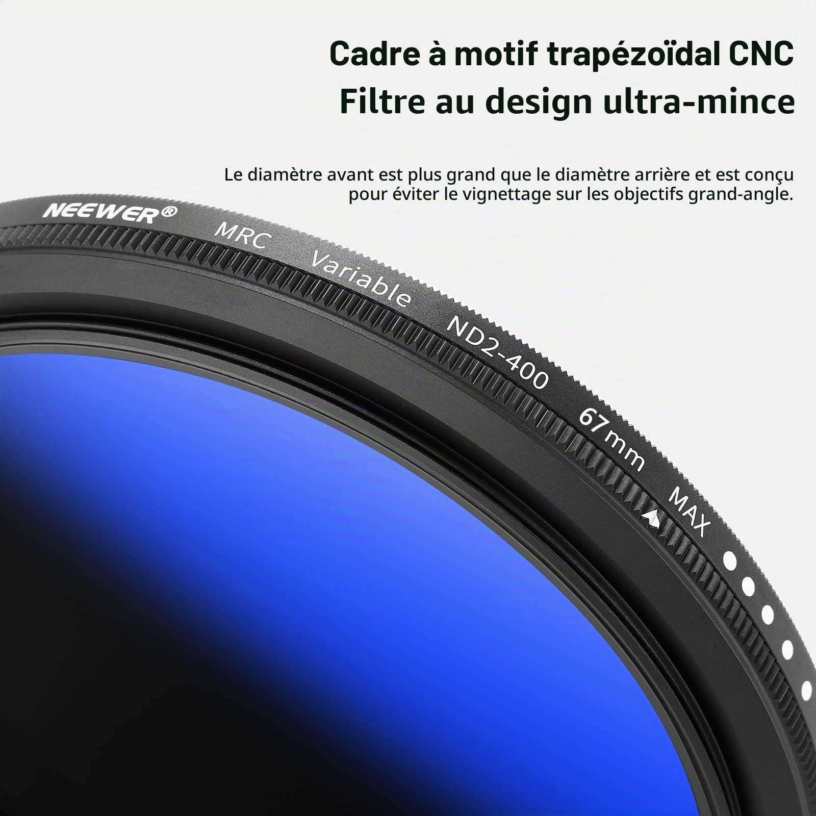 NEEWER Filtre ND Variable 67mm ND2-ND400 (1-9 Arrêts), Filtre à Densité Neutre, Revêtements Multiples, Résistant à l'eau et aux Rayures