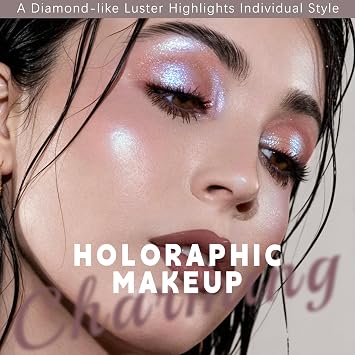 Noerrors Chameleon Single Glitter Eyeshadow Palette,Shimmer Multichrome Eye Shadow,Holographic Pearl Eye Brightener, Intense Color Sparkle Face Highlighter Shine Makeup for Rave,Rose Gold Blue Purple