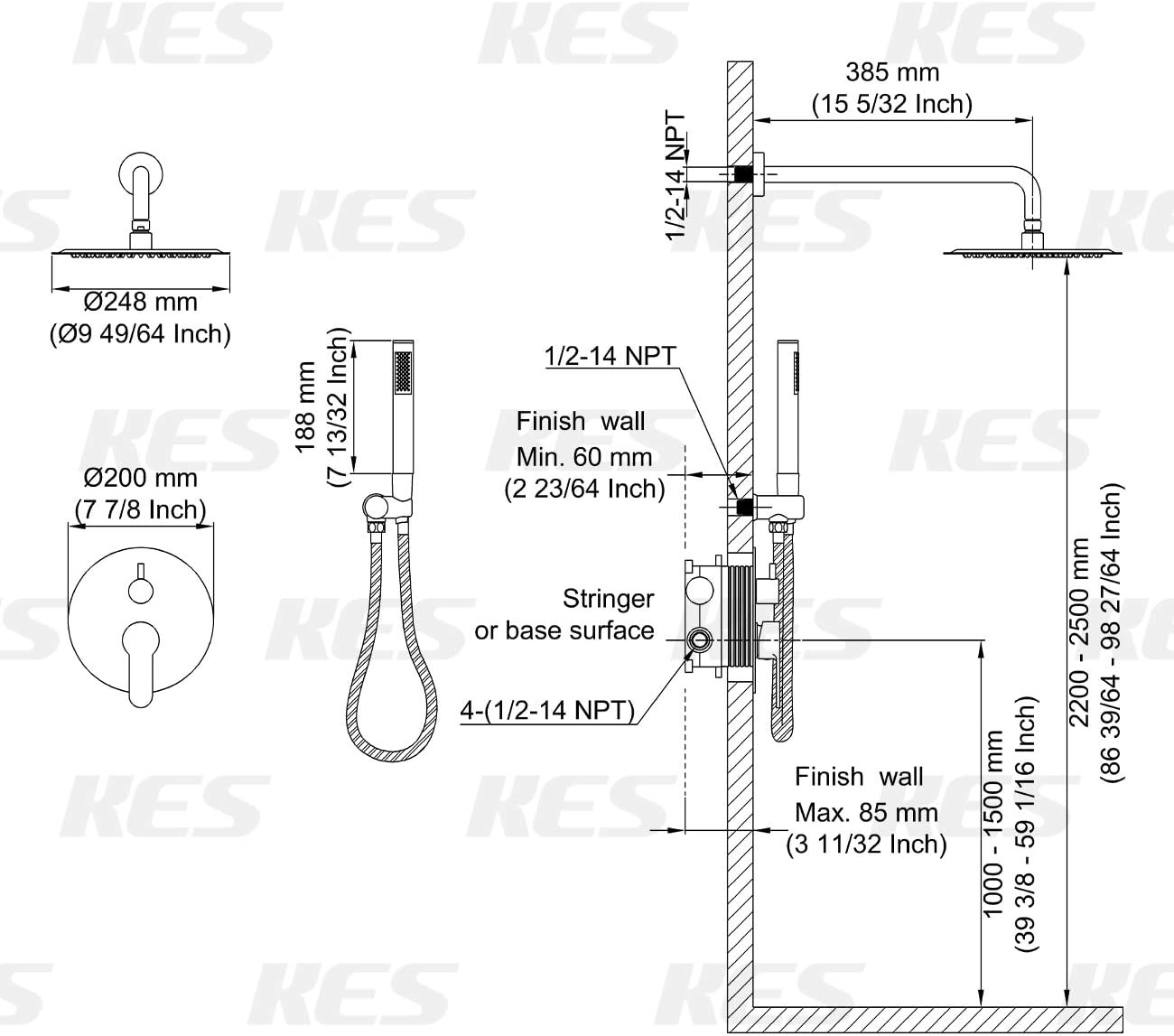 Up To 40% OFF KES Pressure Balancing Shower System Rough-in Shower Valve Faucet and Trim Kit Handheld and Rainfall Shower Head Combo Modern Round Brushed Nickel, XB6234-BN