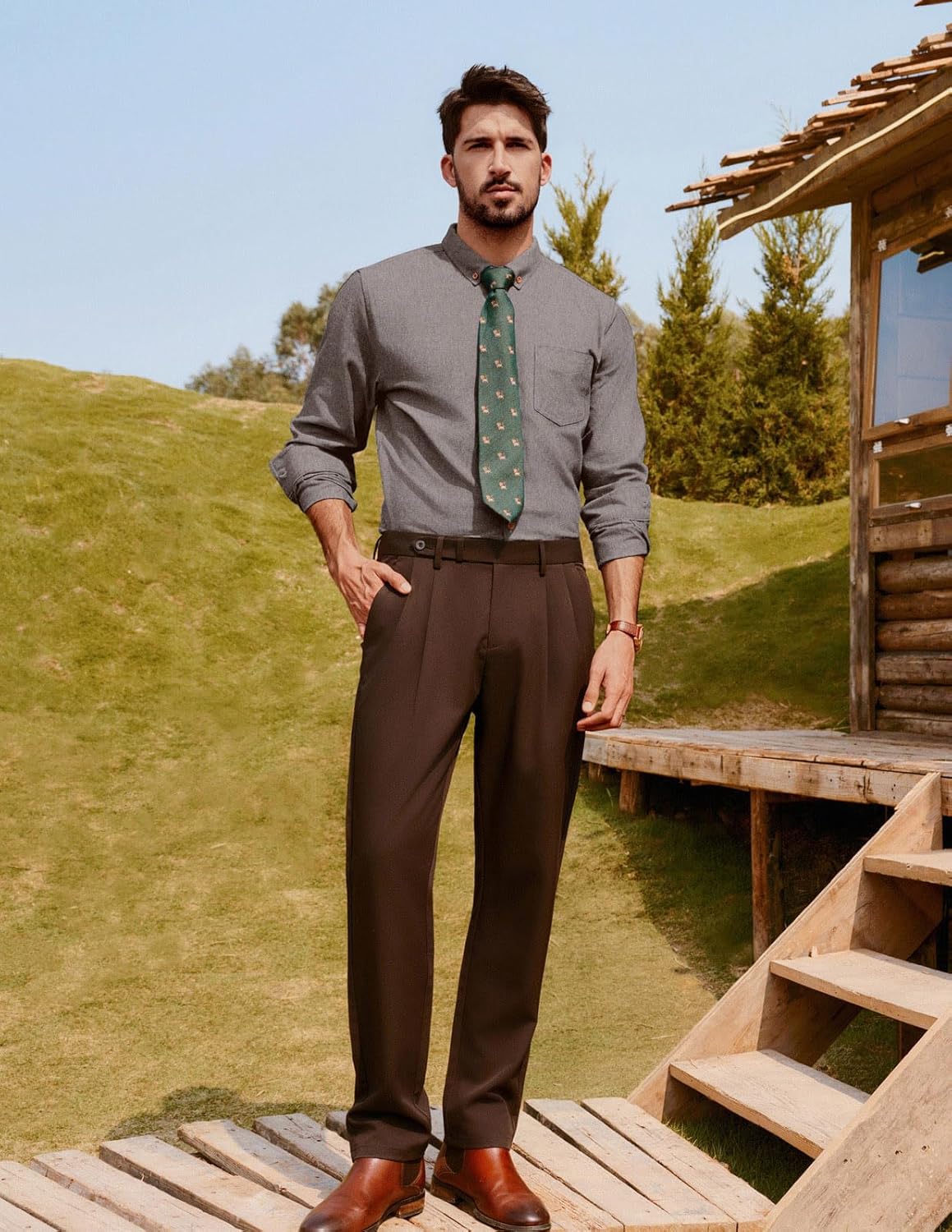 PJ PAUL JONES Mens Classic Fit Linen-Cotton Shirt Button Down Long Sleeve Casual Business Shirts - Image 4