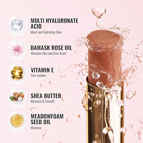 Miniatura 5 de Oulac Barras de labios beige para mujer, base de labios crema nude, hidratante de larga duración, color de labios de cobertura completa, acabado