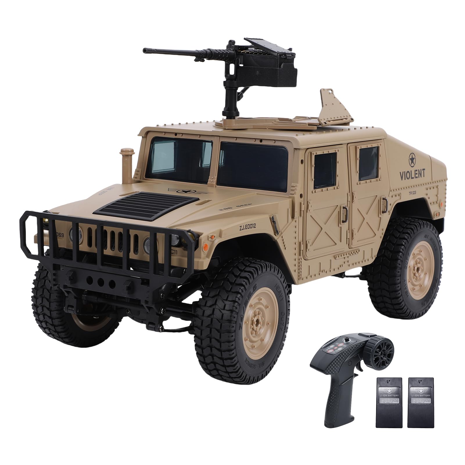 Hylukon 1/16 Scale RC Crawler Car, 2.4Ghz 4WD Off Road Remote Control Truck with LED Lights, High Speed All Terrain Climbing Vehicle, Simulated Opened Doors RC Car Toy Gift for Teen (Yellow)