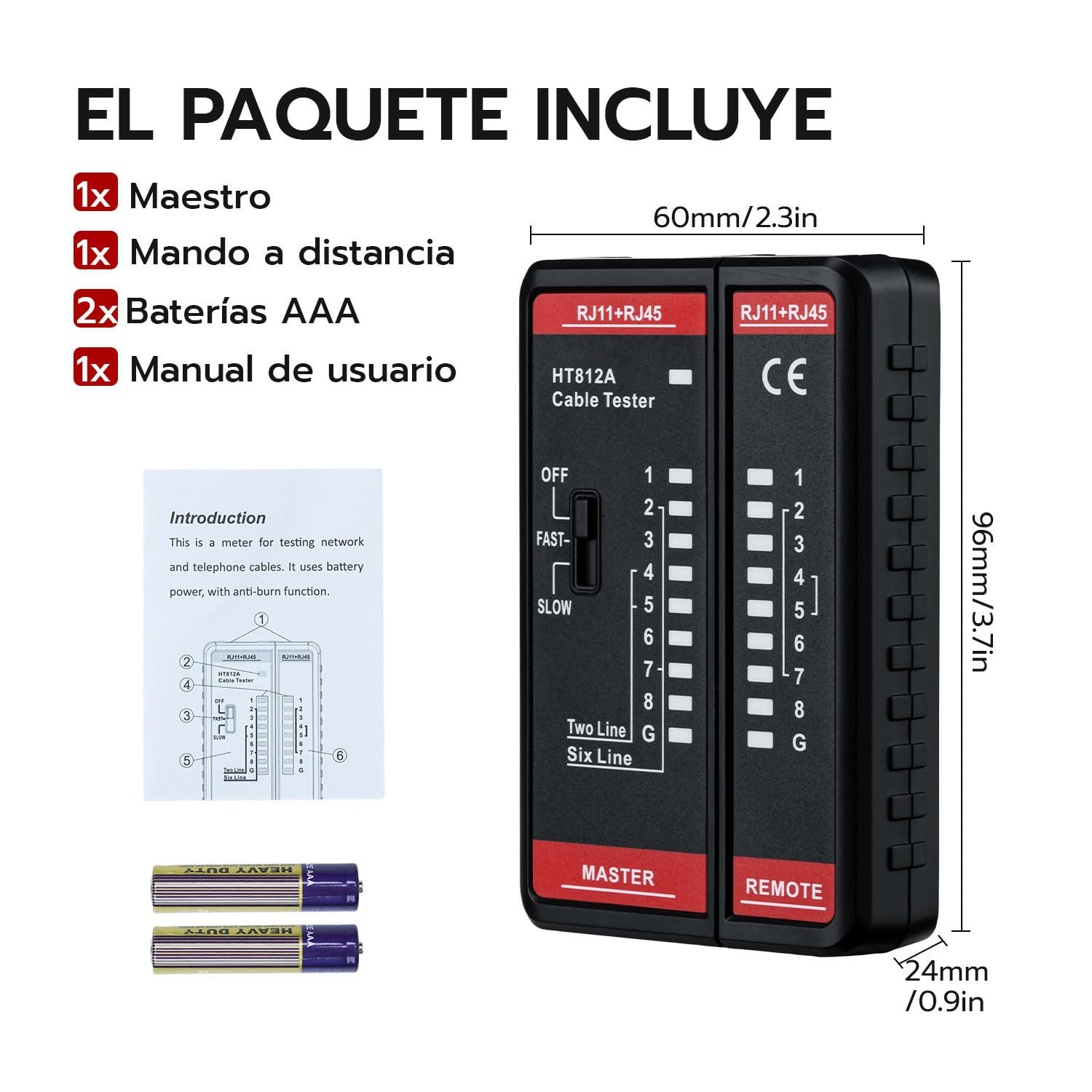 Mcbazel Tester para Cables de Red RJ11 RJ45, Comprobador de Cable de LAN, Comprobador de Cable Telefónico, Cable de Conexión para CAT6A, CAT6, CAT5E, CAT5