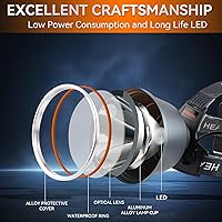 Vista 6 de Linterna frontal recargable LED superbrillante, 6 modos de luz ajustables, impermeable, función de corriente constante, ligera, perfecta